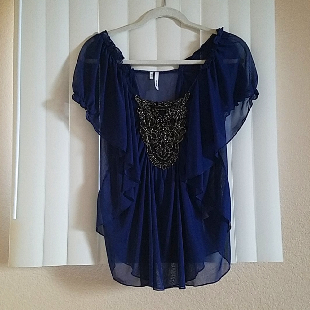 Studio Y/Maurices Blue Chiffon Flowy Top Size S